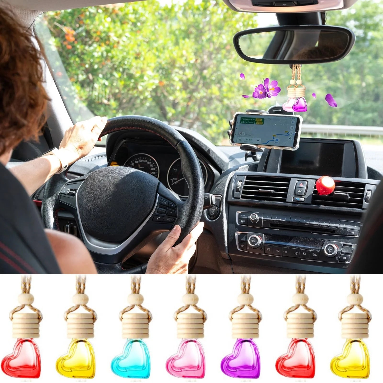 Heart Shaped Car Perfume Bottle Hanging Essential Oil Diffuser Ornament - 4