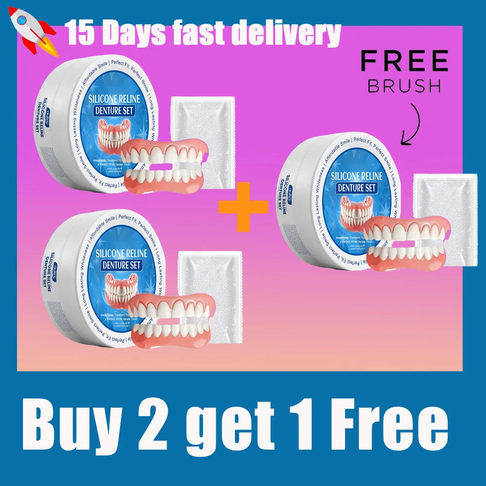 Silicone Dentures Full Set Upper Lower Temporary Smile Veneers - 8