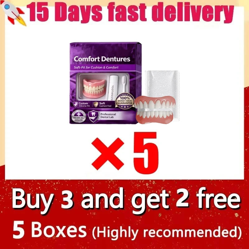 Adult Silicone Dentures Full Set Fake Teeth Comfort Fit