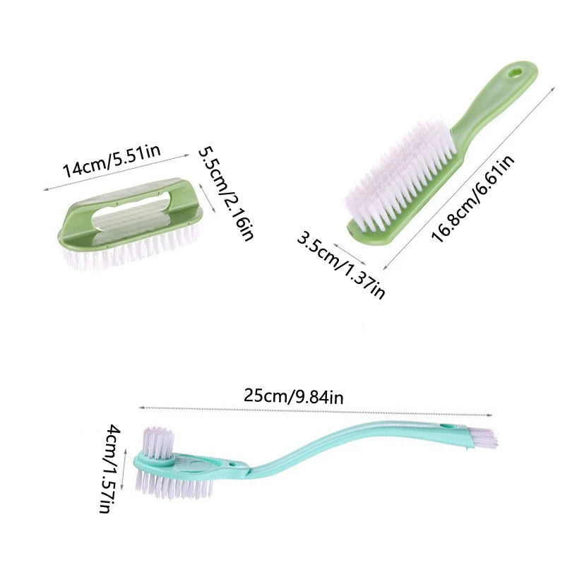 3 Piece Household Cleaning Brush Set Laundry and Shoe Scrubber - 6