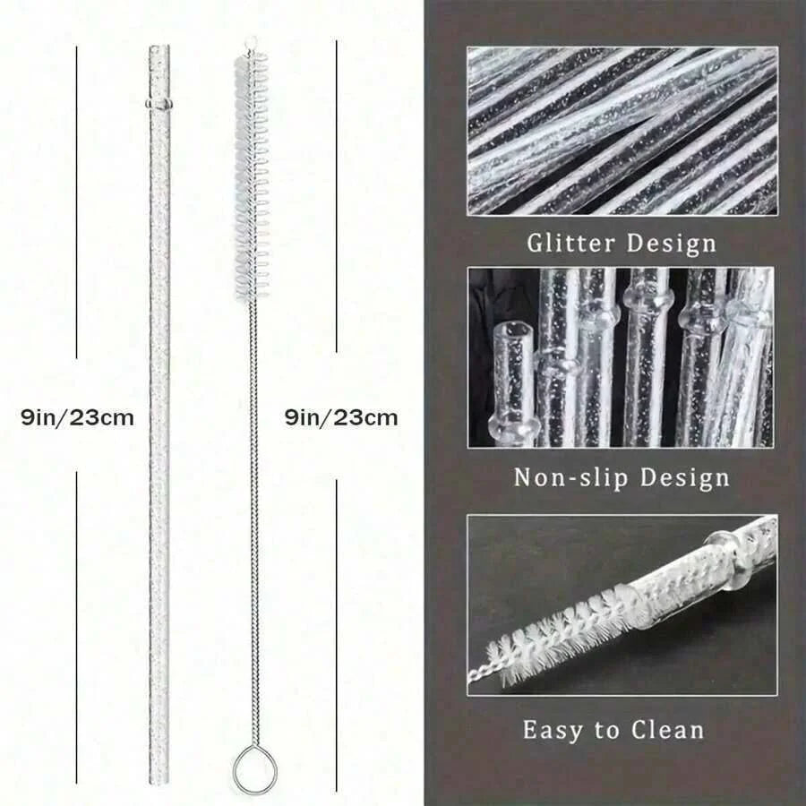 12pcs Reusable Sparkle Straws Set with Cleaning Brush for Tumblers - 6