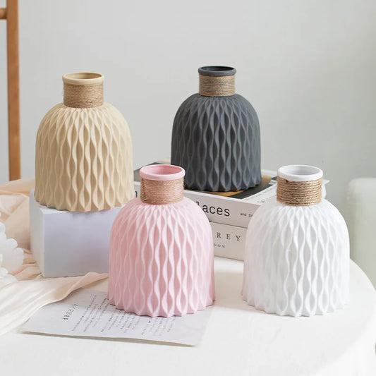 Modern Nordic Wave Plastic Vase Decorative Flower Pot Table Ornament
