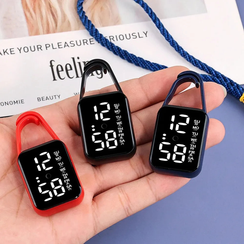 2pcs LED Digital Keychain Watch Portable Touch Screen Fob Pocket Clock - 5