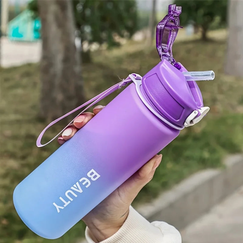 600ml Frosted Sports Water Bottle Leakproof Gym Drink Container