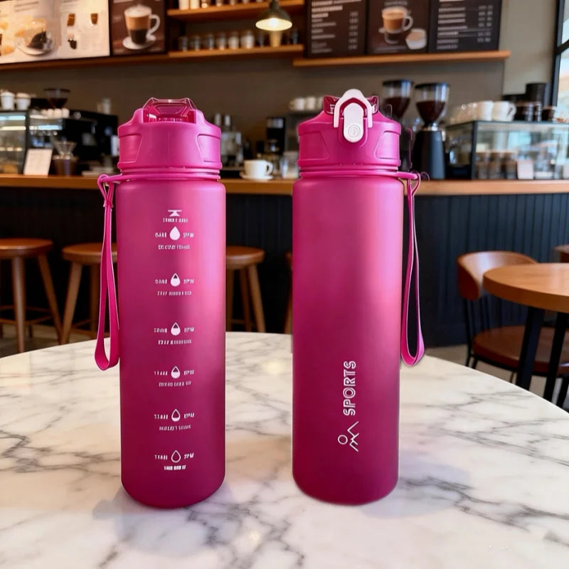 800ml Gradient Sports Water Bottle with Time Marker and Straw - 20