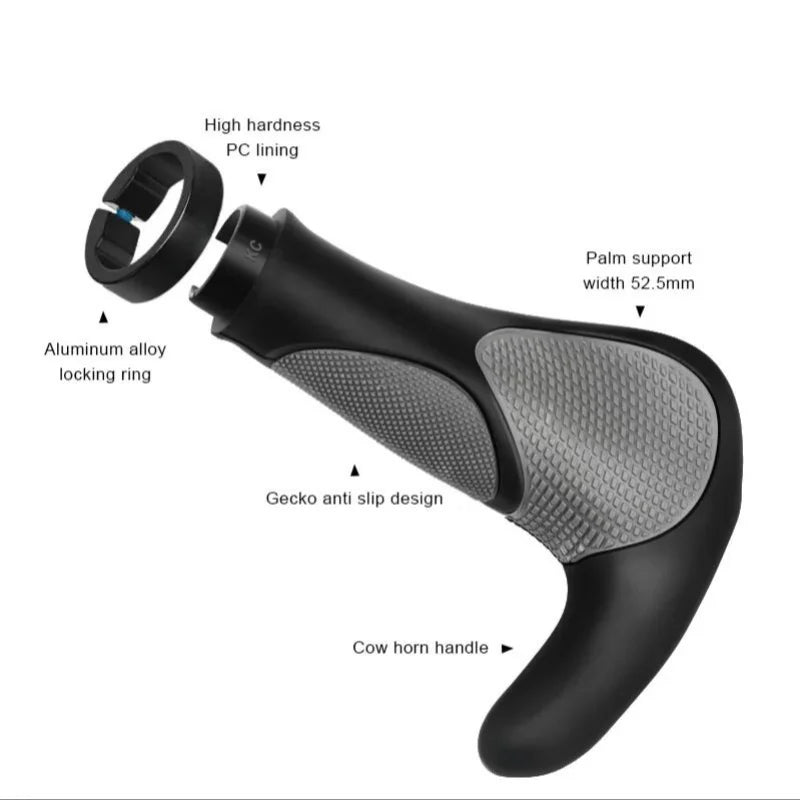 Ergonomic MTB Bike Grips TPR Rubber Shock Absorption Handlebar Covers - 2