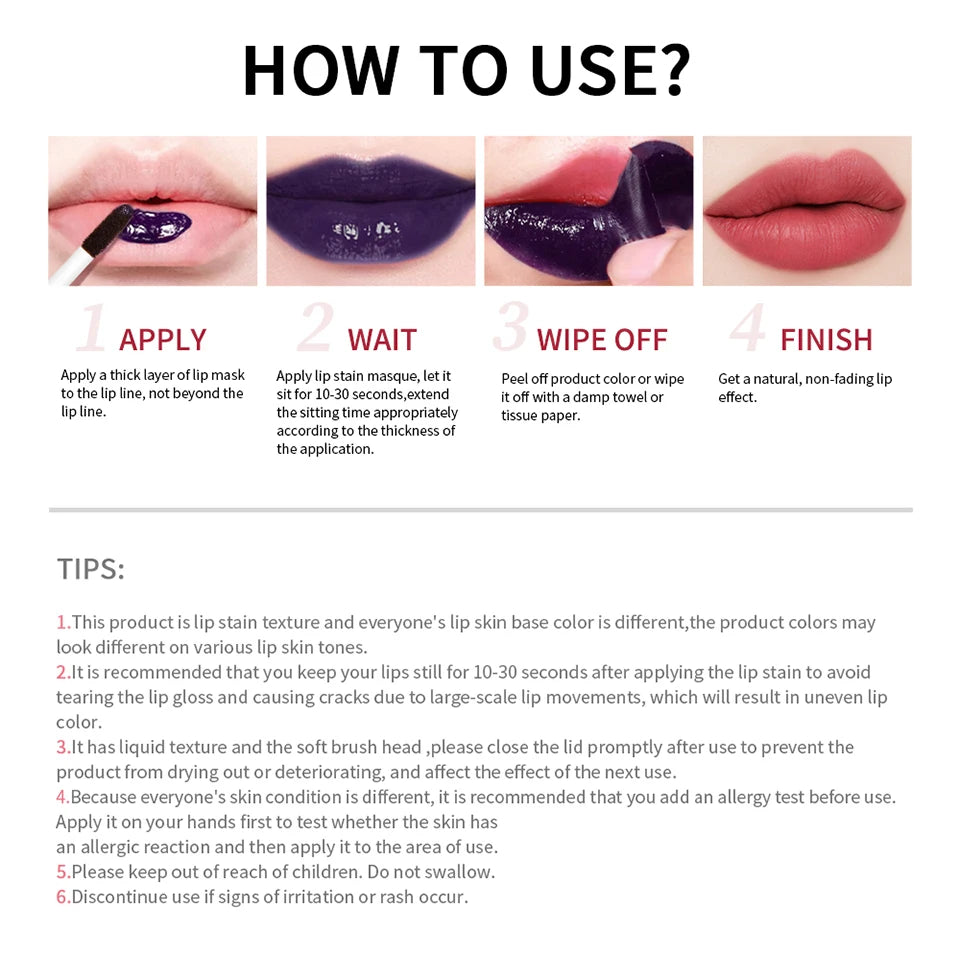 Peel Off Lip Stain Long Lasting Transfer Proof Tint Kit