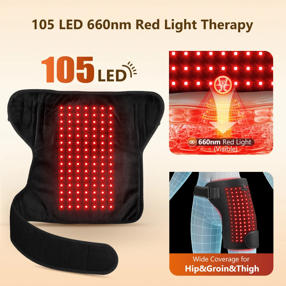 USB Red Light Heating Hip Brace Support Wrap