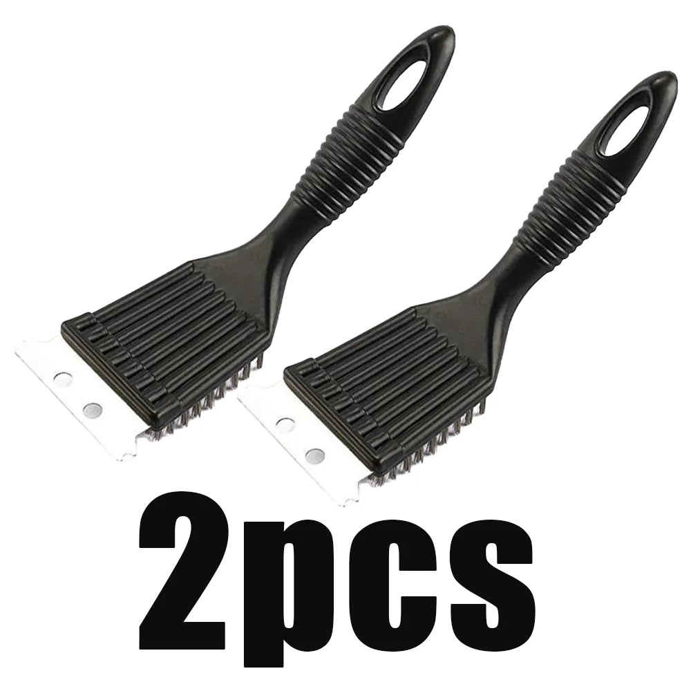 2-in-1 BBQ Grill Brush and Scraper Steel Wire Cleaning Tool