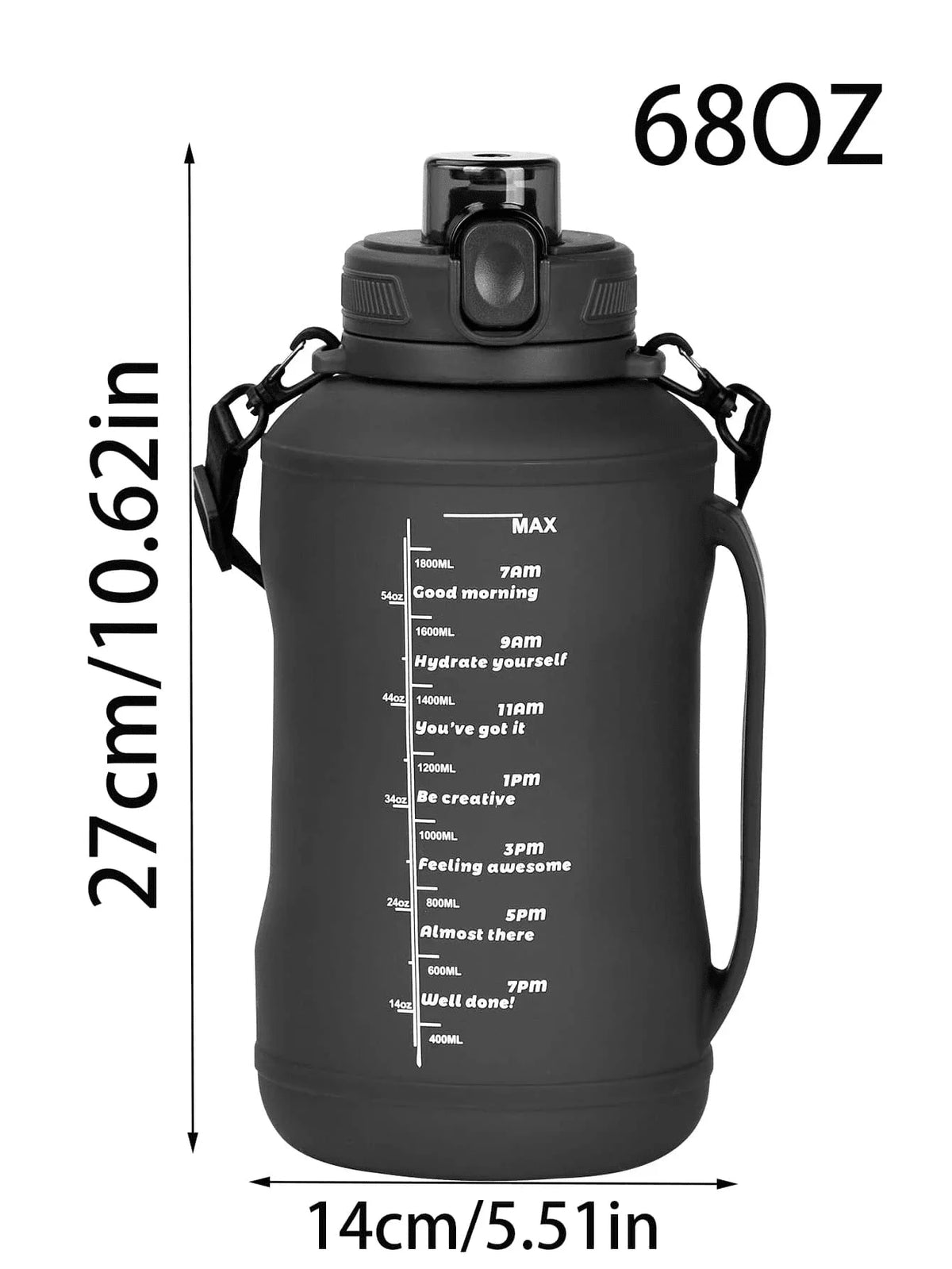 2L Collapsible Water Bottle Large Silicone Sports Jug with Straw Handle