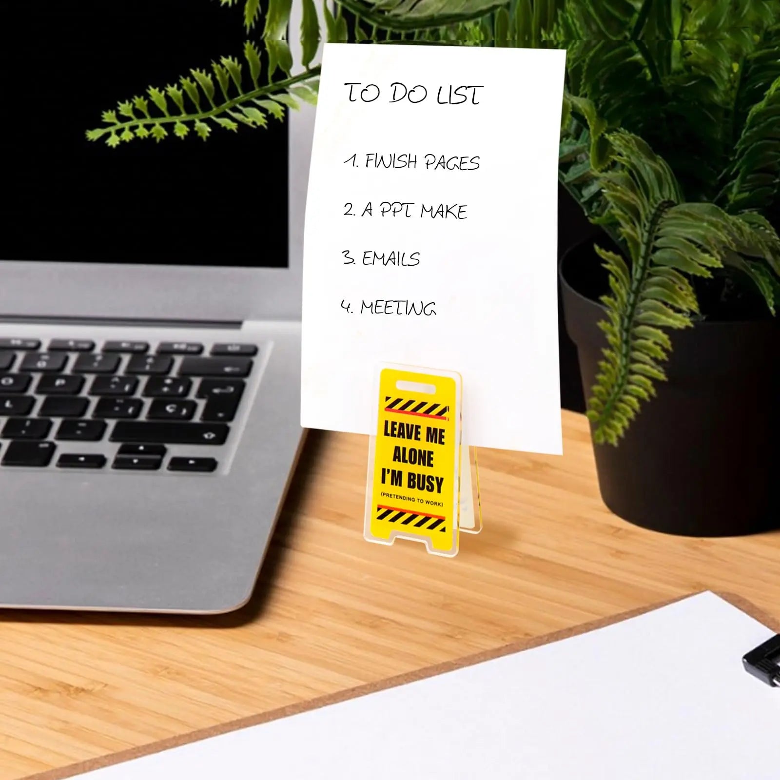 Leave Me Alone Busy Acrylic Desk Sign Funny Office Gift Desktop Decor - 2
