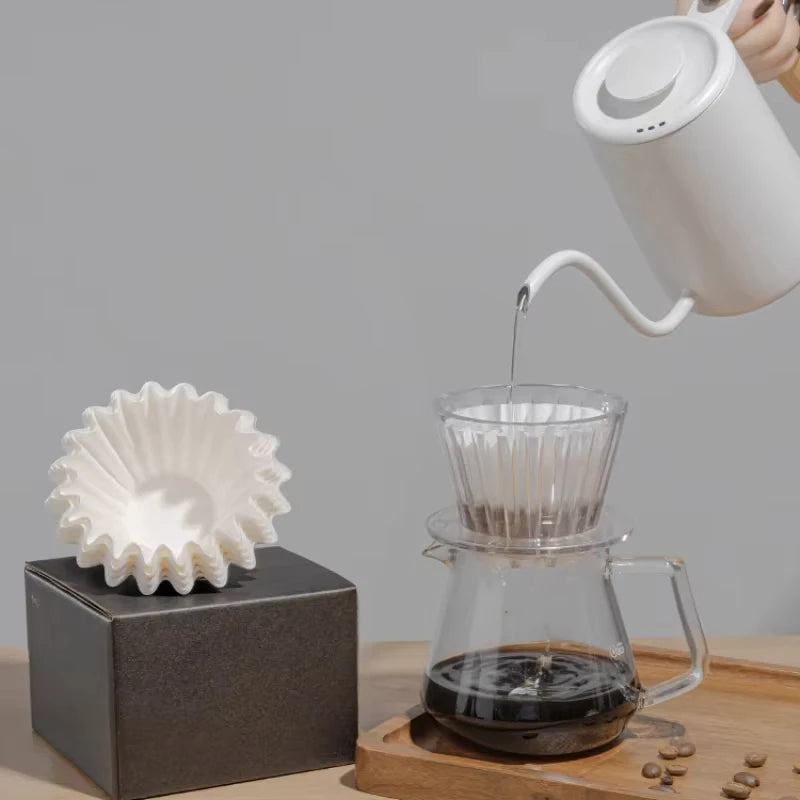 50/100pcs Coffee Filter Paper Bowl Shape Drip Basket for Pour Over Brew