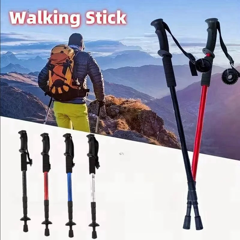 Ultralight Folding Trekking Poles Shock Absorbing Hiking Walking Stick