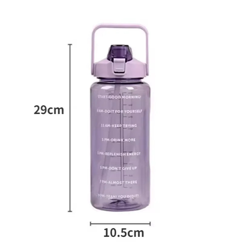 2L Motivational Water Bottle Large Sports Fitness Jug with Straw - 4