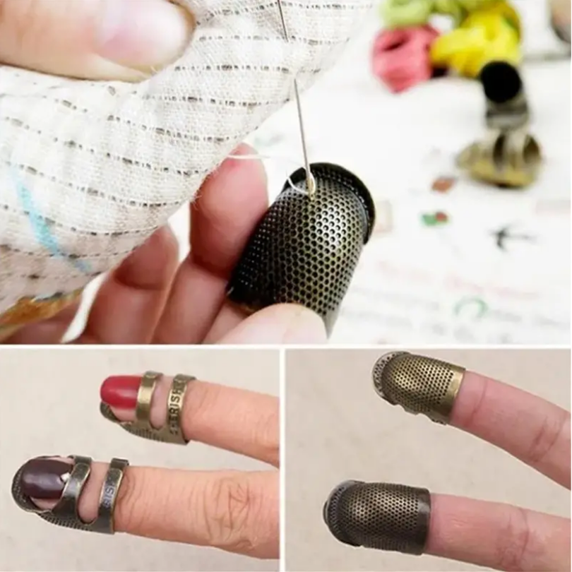 2PCS Vintage Adjustable Sewing Thimble Metal Finger Guard Needle Tool - 9