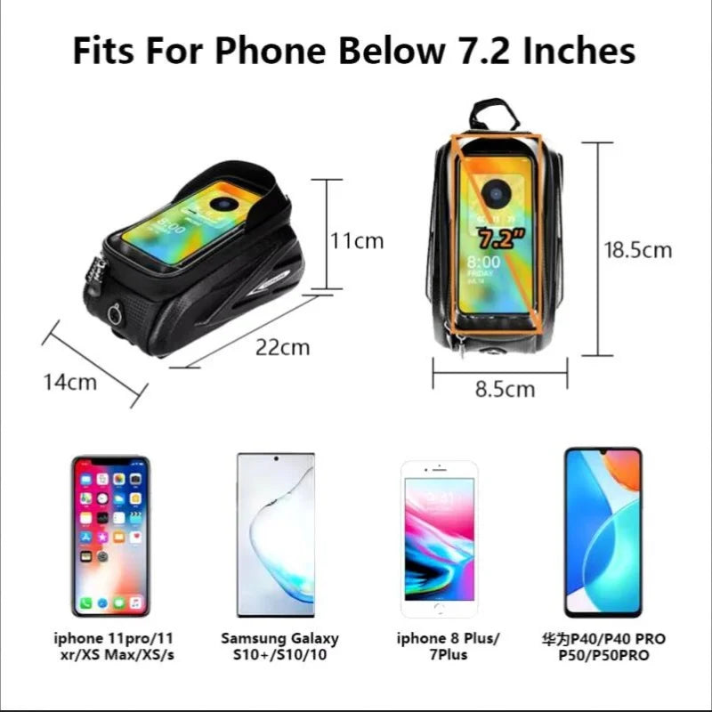 Waterproof Bike Phone Bag MTB Top Tube Frame Pouch with Touch Screen - 2