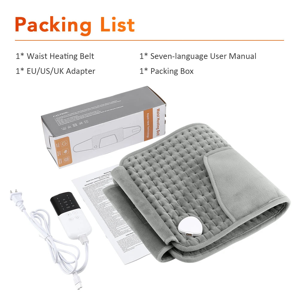 Electric Heating Waist Belt Thermal Pad Back Warmer - 30