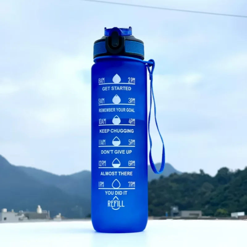 1000ml Motivational Water Bottle with Time Marker and Straw Leak Proof - 10