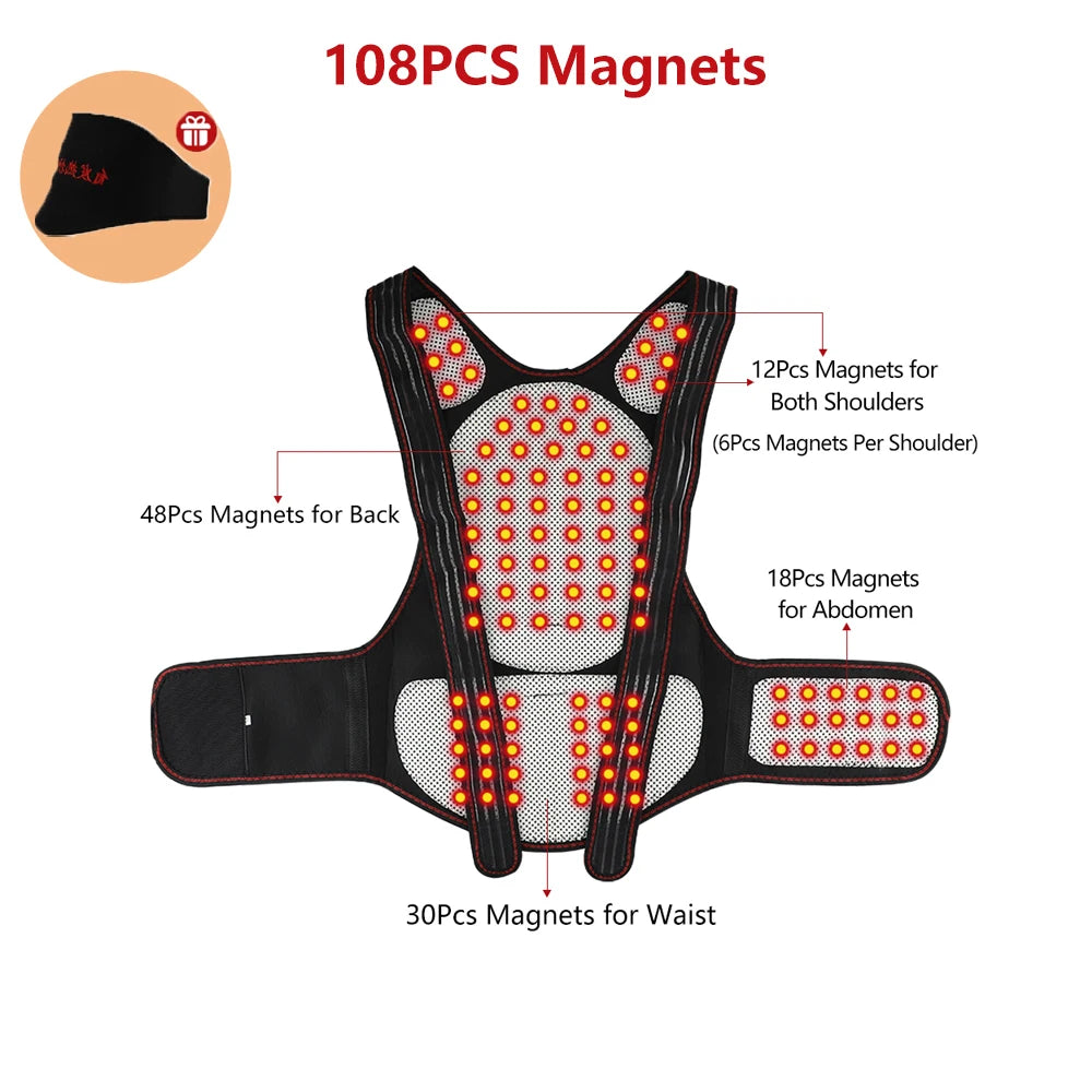 Tourmaline Magnetic Self Heating Back Waist Vest Brace - 24