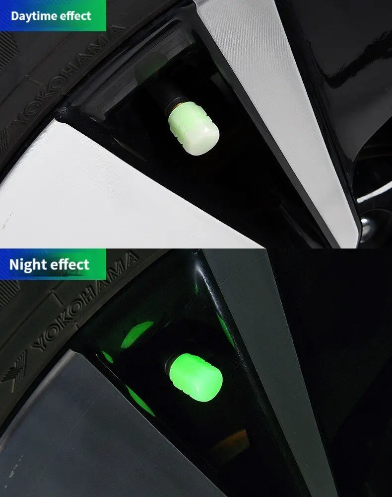 Universal Luminous Tire Valve Caps Glow in the Dark Bike Stem Covers - 14
