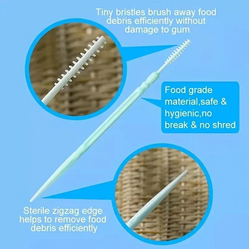 200Pcs Disposable Interdental Brush Toothpick Floss Sticks Oral Care