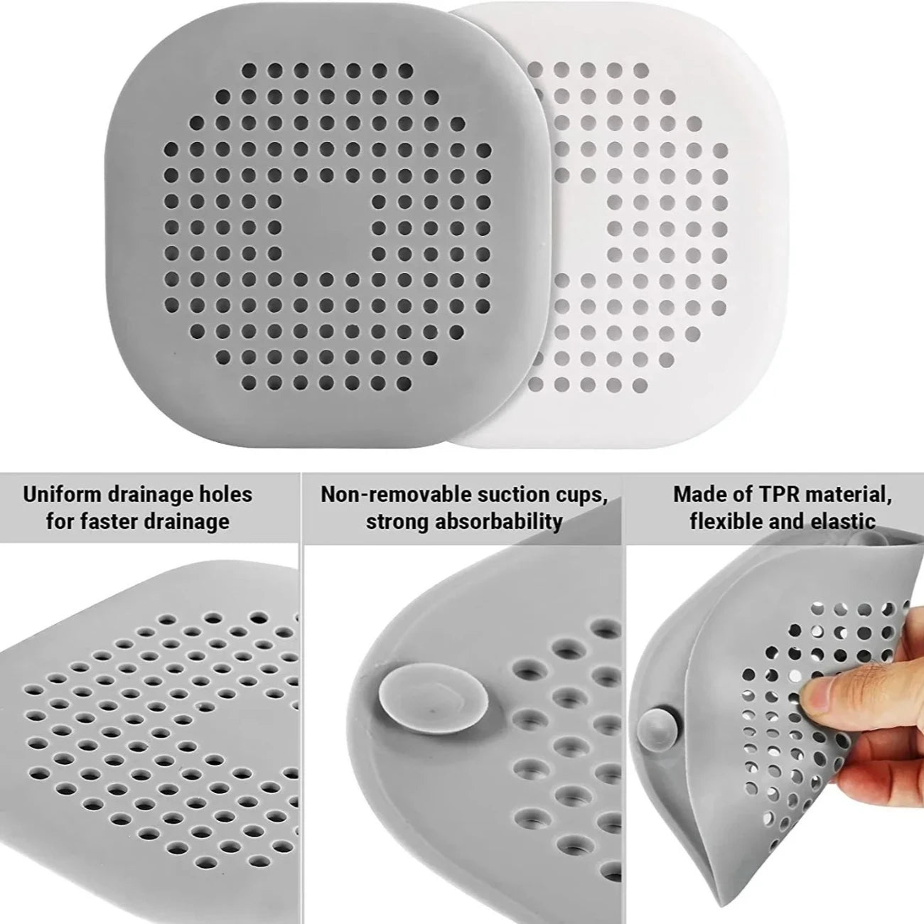 Silicone Shower Drain Hair Catcher Kitchen Sink Strainer Plug Filter - 3