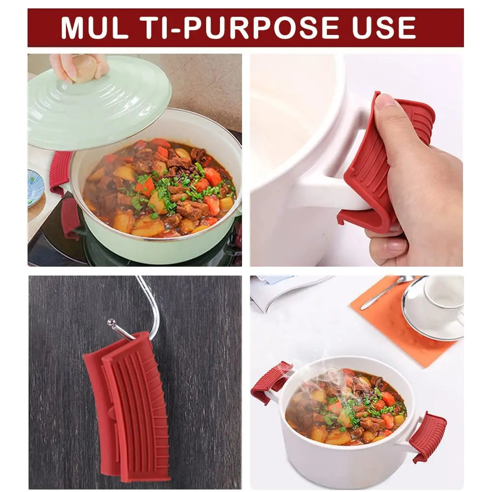 2 Pcs Silicone Hot Handle Holder Heat Resistant Skillet Pot Grips - 9
