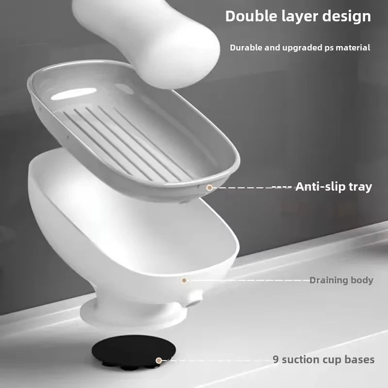 Suction Cup Soap Holder Drain Dish for Bathroom Kitchen Sponge Organizer - 9