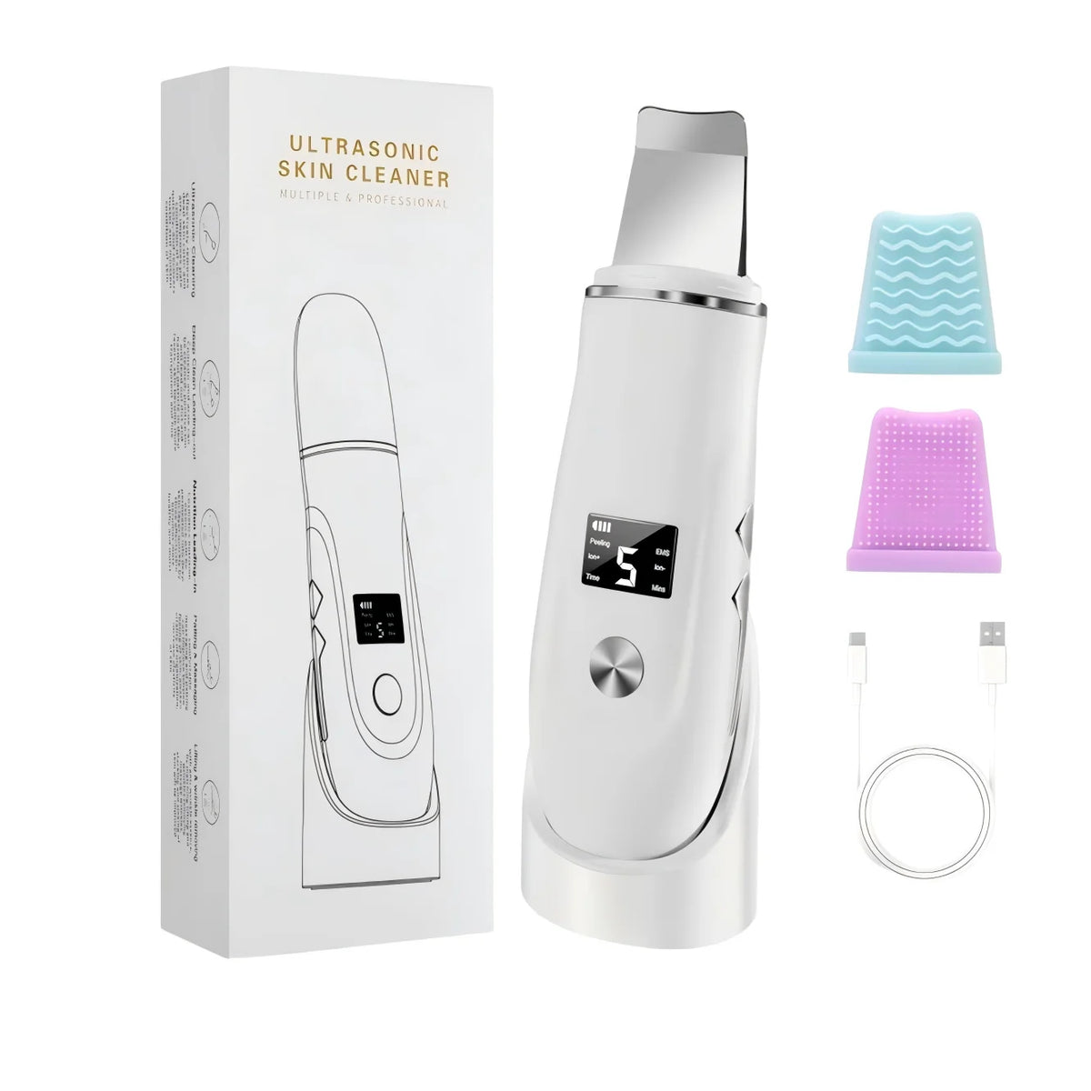 4 in 1 Ultrasonic Facial Skin Scrubber & Blackhead Remover Spatula
