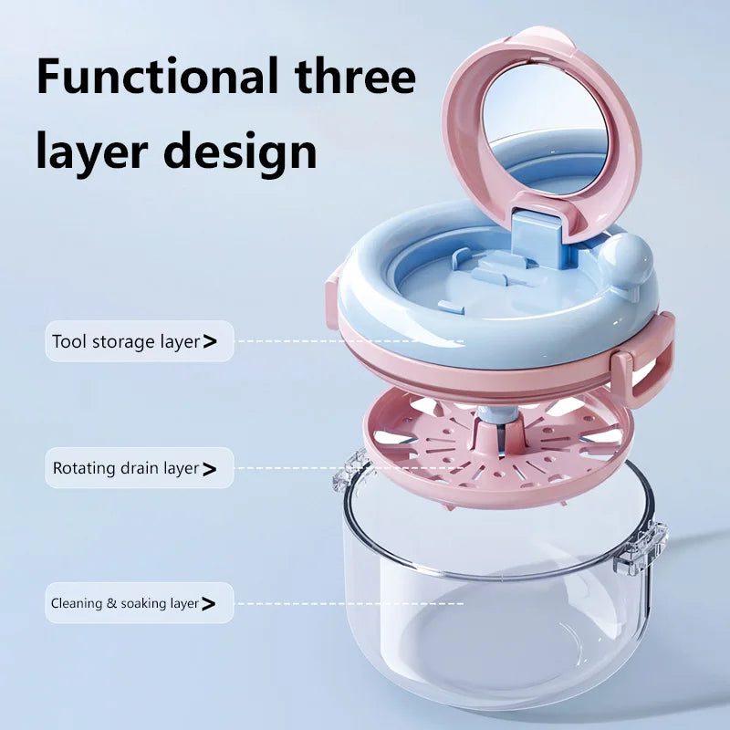 Denture Cleaning Box Storage Container With Drainage Tray