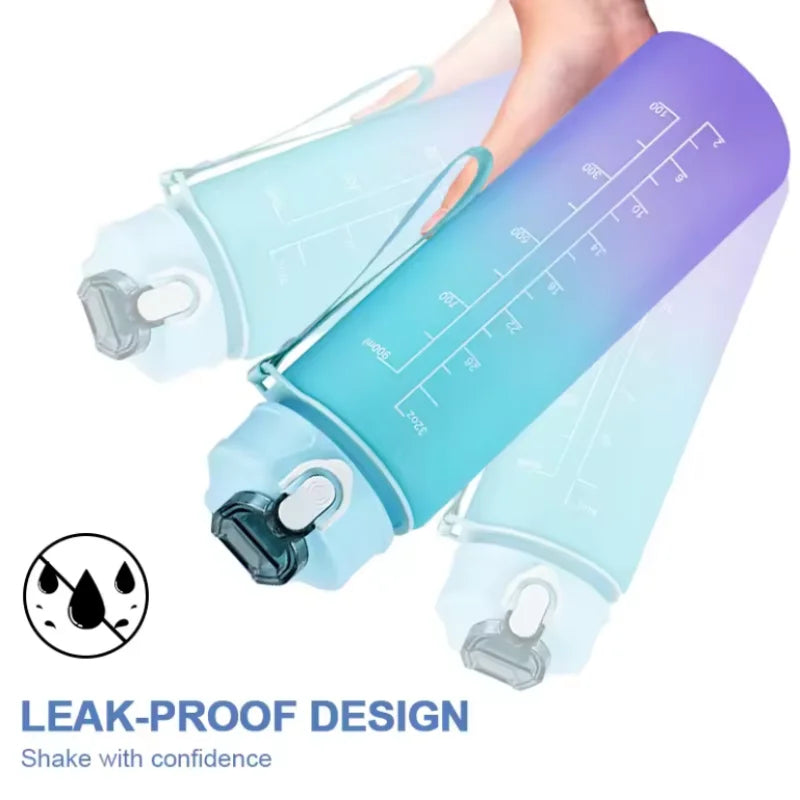 750ml Motivational Water Bottle with Time Marker Leakproof Sport Jug