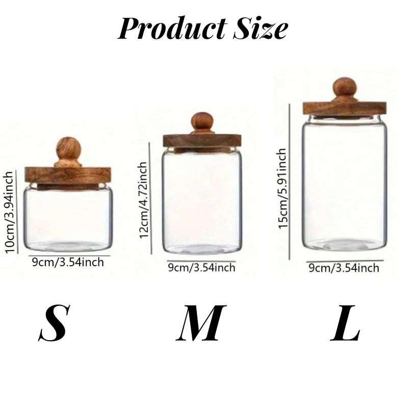 Airtight Glass Food Storage Jar with Acacia Wood Lid Kitchen Canister - 7