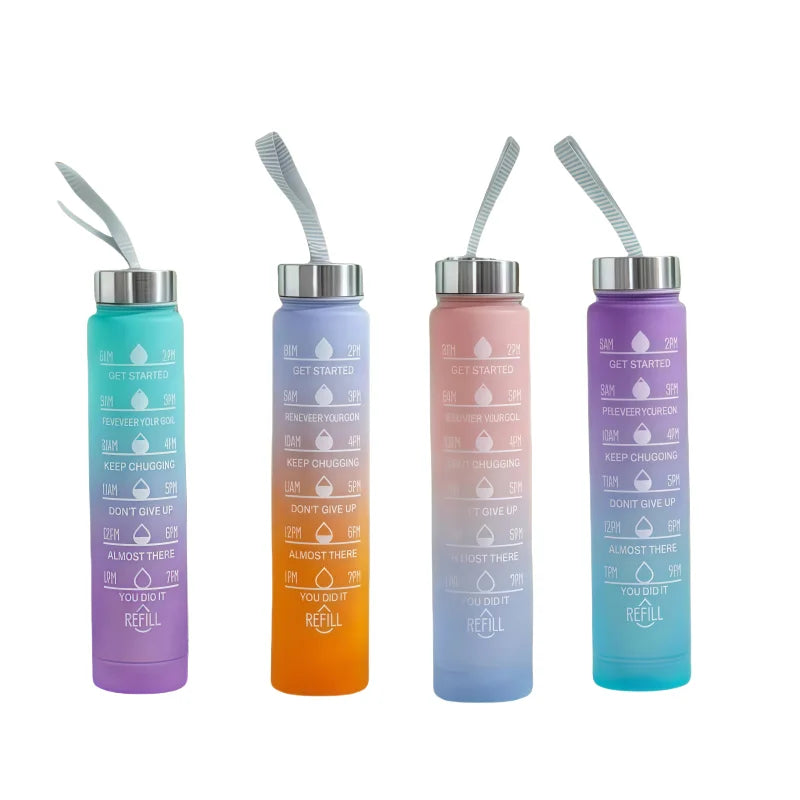 300ml Motivational Water Bottle Leakproof Sport Gym Fitness Jug - 4