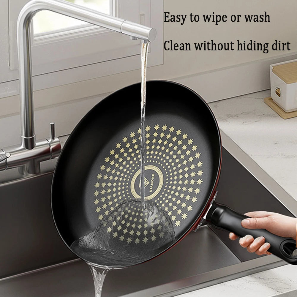 26cm Non-Stick Frying Pan Cast Iron Omelette Skillet with Glass Lid - 2
