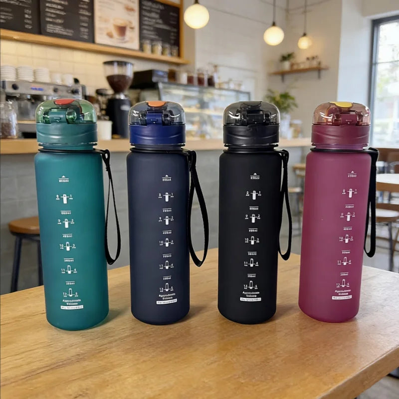 650ml Frosted Sports Water Bottle Leak Proof Gym Cup with Handle