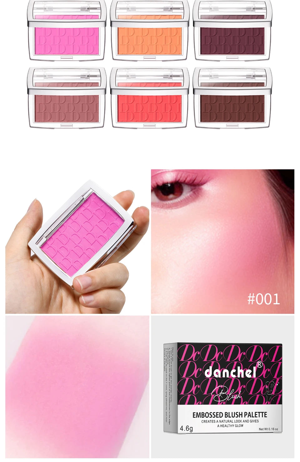 Matte Embossed Blush Palette and Brush Set - 13