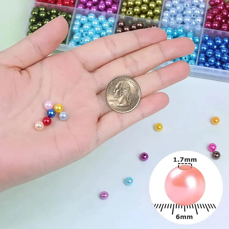 1960pcs 6mm Pearl Beads Kit 28 Color Loose Beads for Jewelry Making