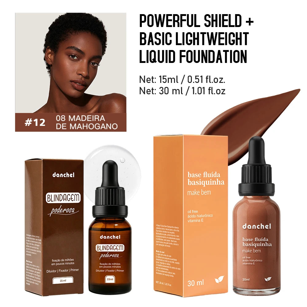2pcs Waterproof Primer Serum and Liquid Foundation Makeup Set