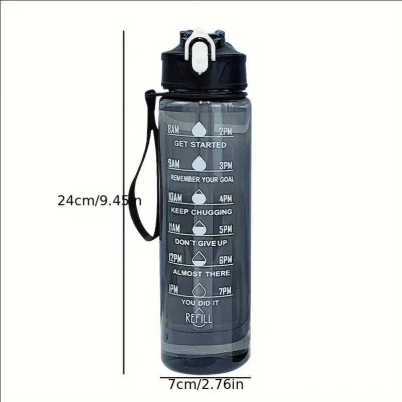 800ml Motivational Water Bottle Leak Proof Sports Jug with Time Marker - 2