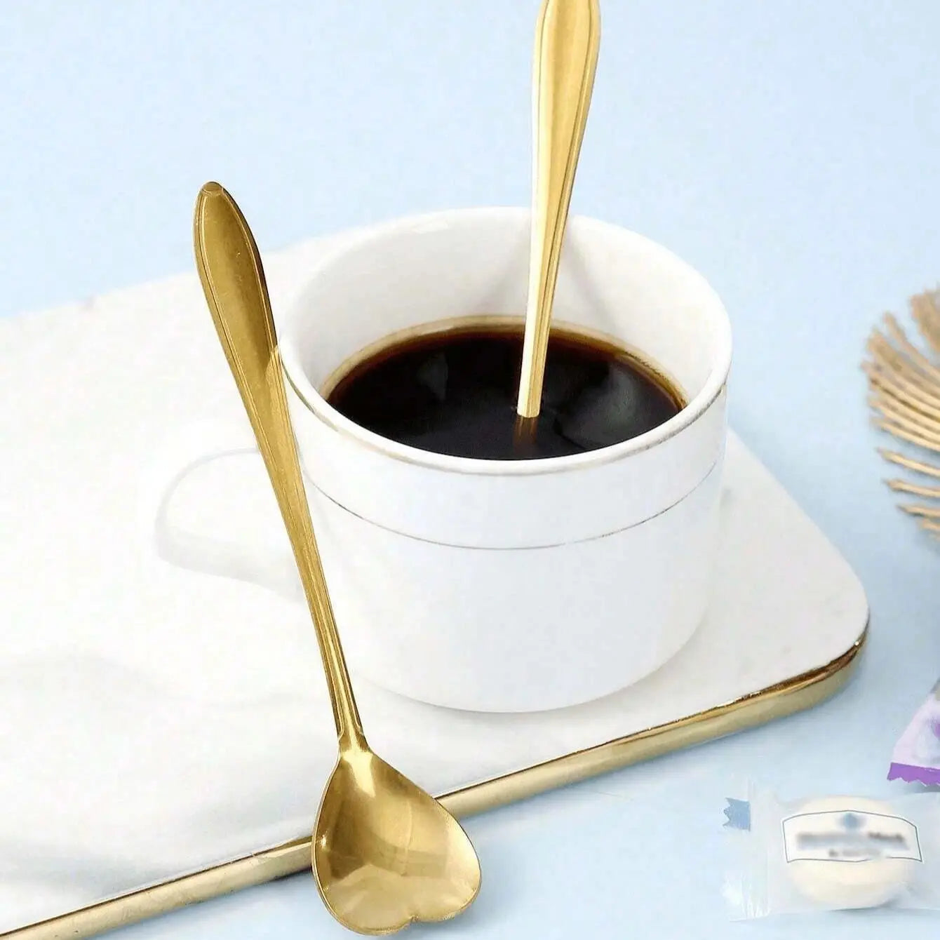 Heart Shape Coffee Spoons Set Stainless Steel Dessert Tea Scoop Gold - 12