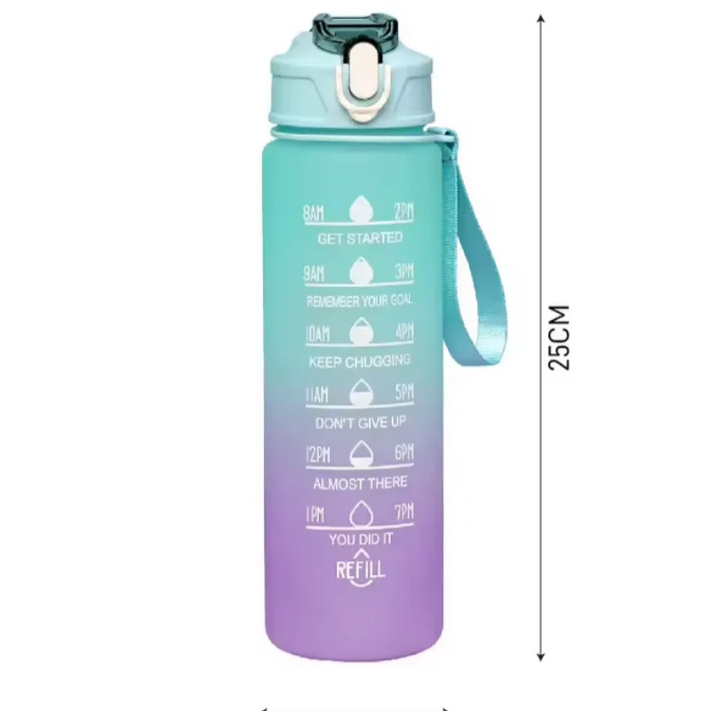 900ml Motivational Water Bottle Leak Proof Sports Jug with Straw - 3