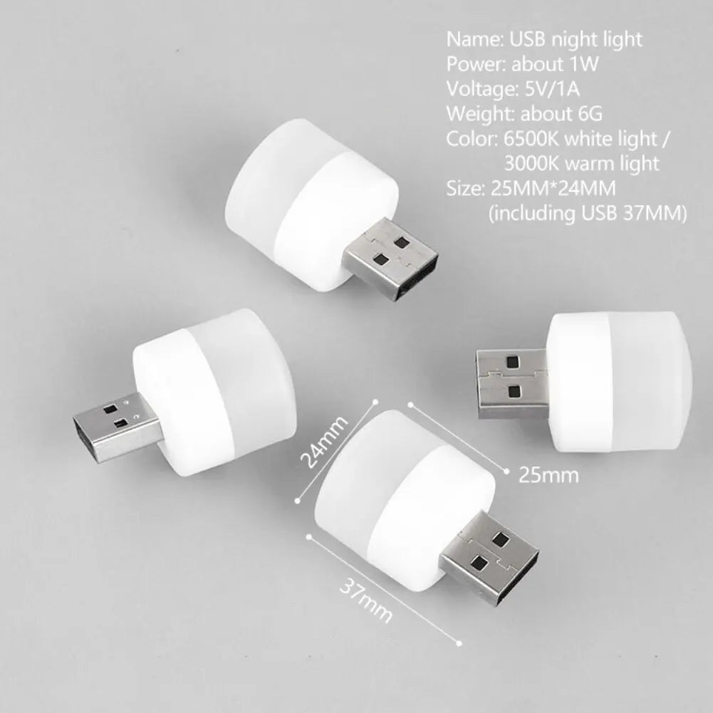Mini USB LED Night Light Portable Plug In Lamp for Reading and Travel - 2