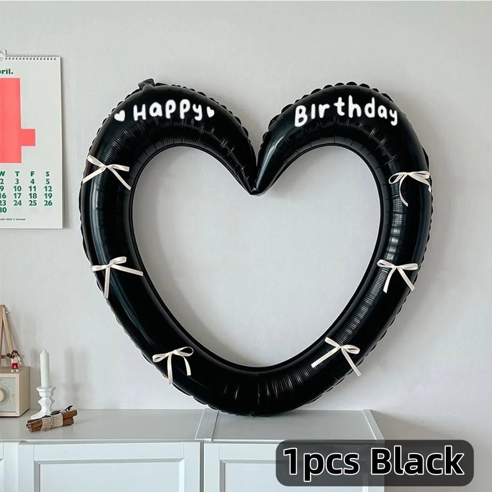 Heart Shaped Happy Birthday Photo Frame Balloon Romantic Party Prop