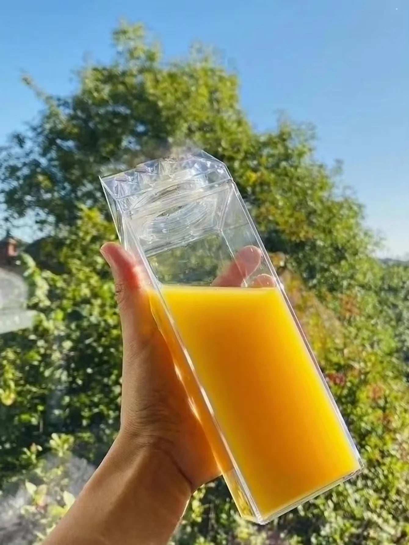 Clear Milk Carton Water Bottle Portable Juice Container 500ml 1000ml - 2