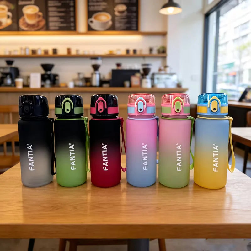 Fantia Frosted Gradient Sports Water Bottle Leak Proof Fitness Flask