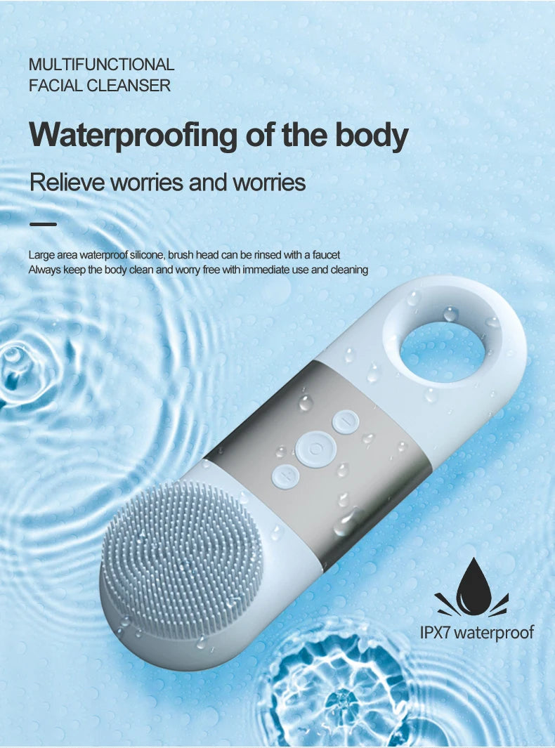 Hot Cold Facial Cleansing Brush Waterproof Face Scrubber - 18