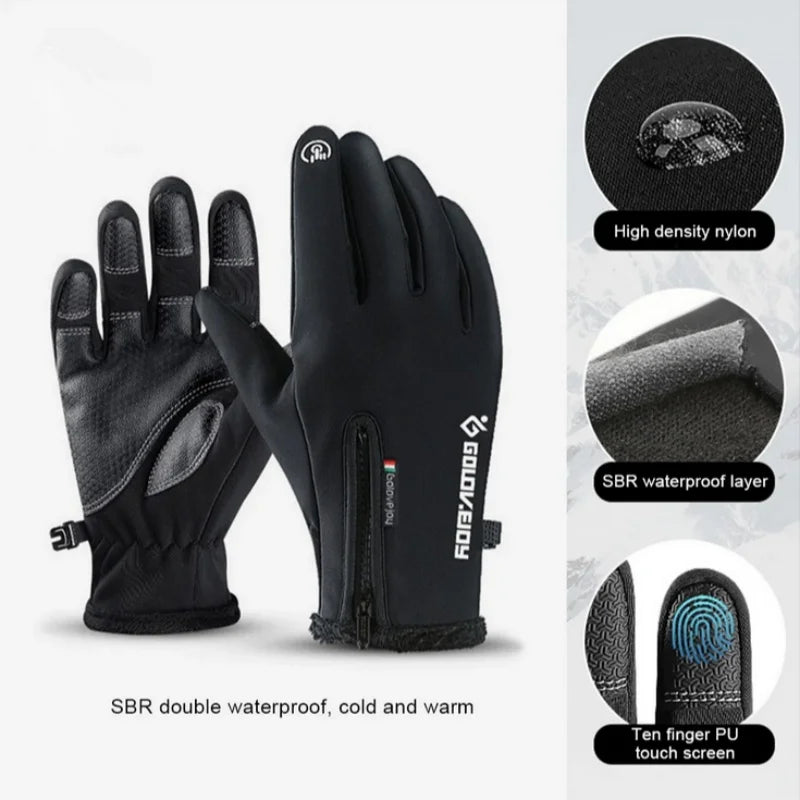 Waterproof Winter Cycling Gloves Touch Screen Thermal Warm Gloves