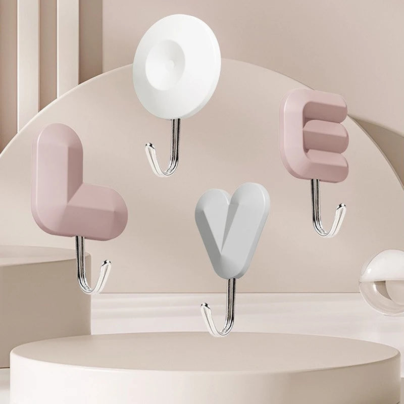 LOVE Letter Adhesive Wall Hooks Decorative No Punch Door Hangers - 9