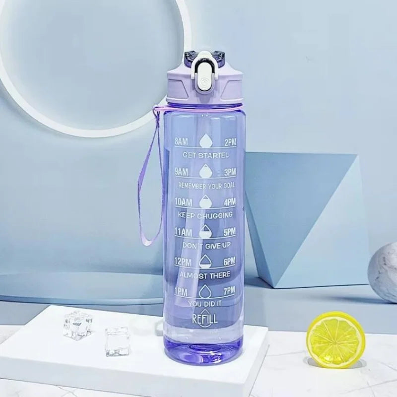 900ml Motivational Water Bottle with Straw Leak Proof Sports Mug - 12