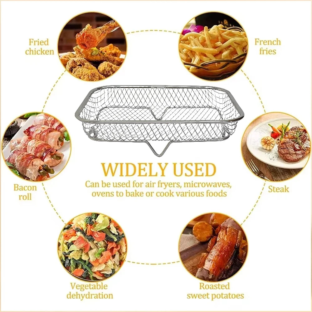 Stackable Air Fryer Rack Stainless Steel Grilling and Steaming Tray